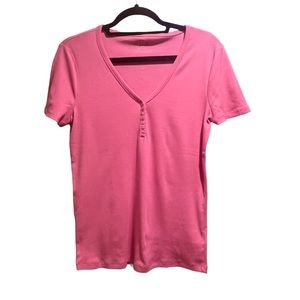 Gap Pink Short Sleeve Jersey. Size M. V-neck + 4 buttons.